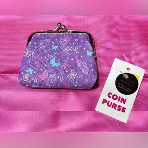 New! Cute Butterflies & Unicorns Kisslock Coin Purse Small Gift Storage Bag 3” x